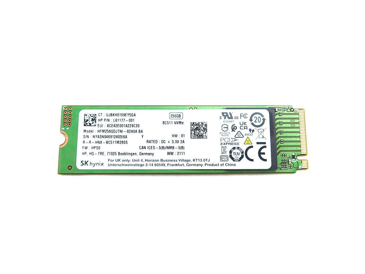 SK Hynix 256GB Nvme M.2 2280 Pcie GEN3 X4